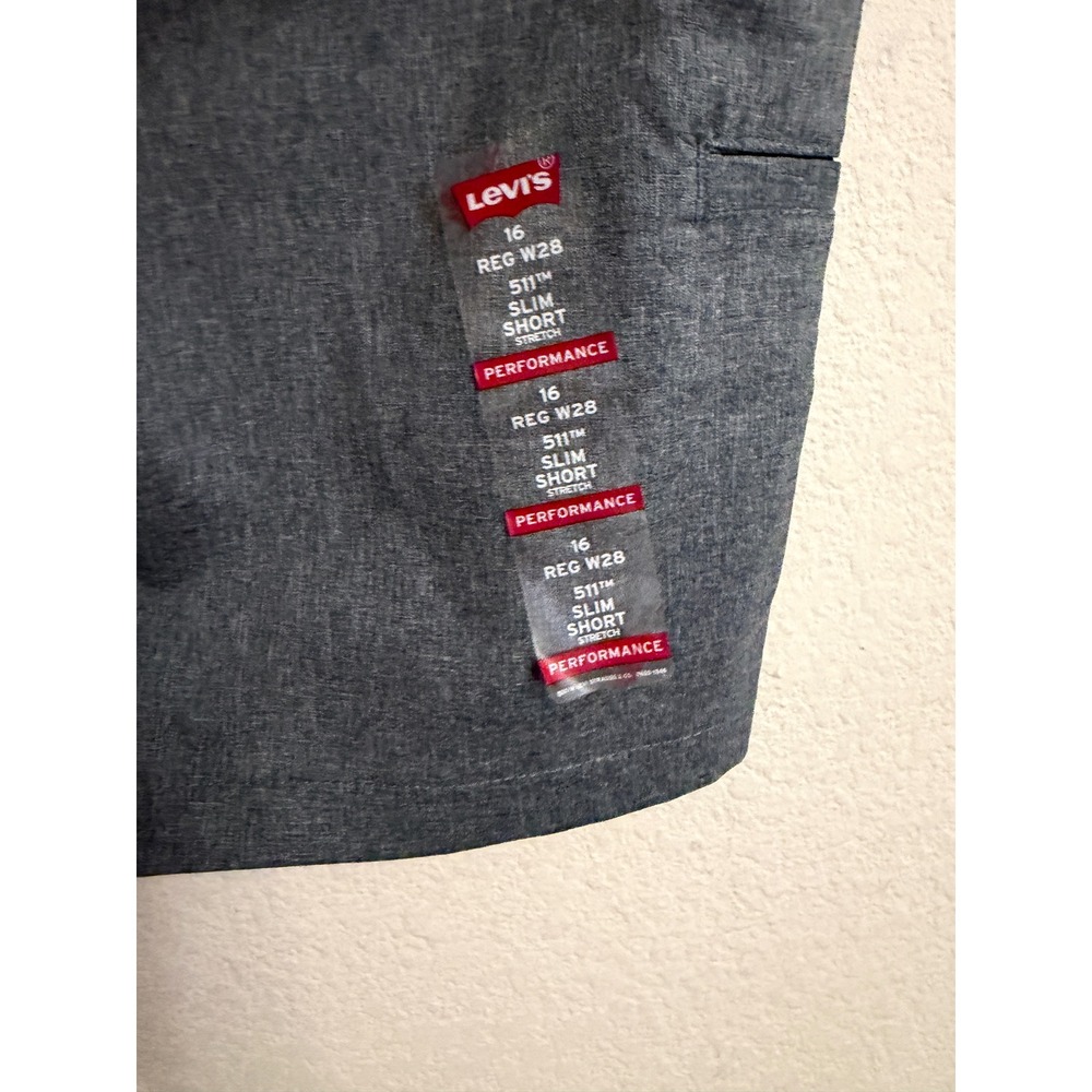 Levis 511 Slim Performance Shorts Mens 16 Reg 28 Blue Heather UV Stretch 9" Ins - Picture 6 of 9